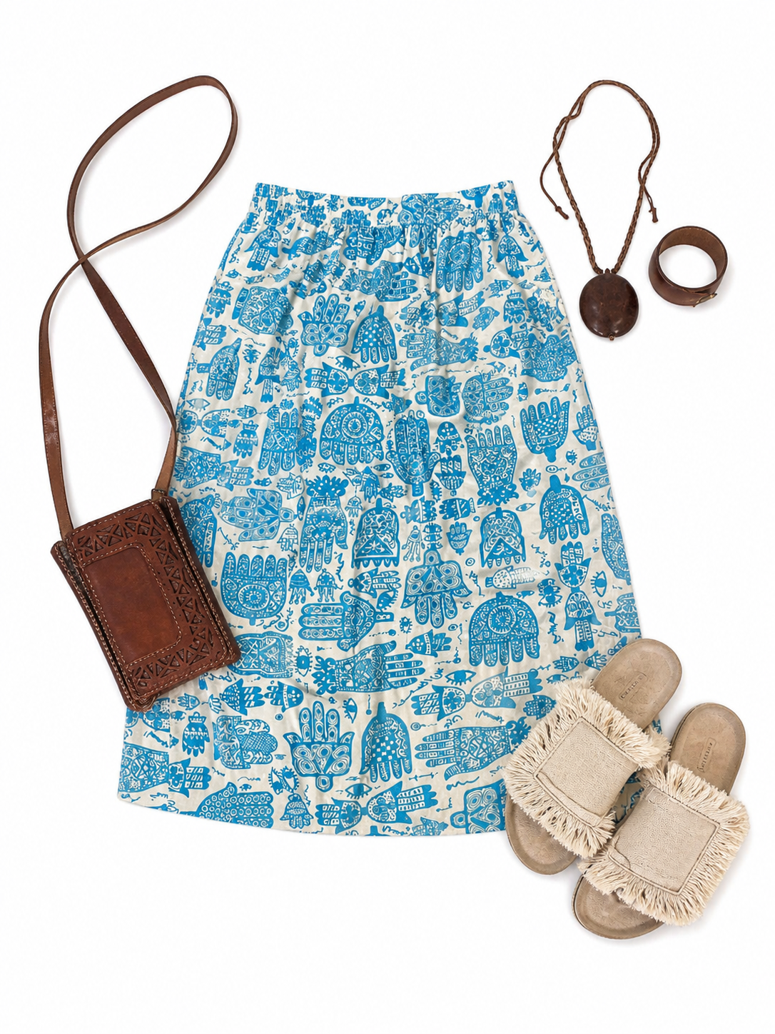 Blue Hamsa Printed Skirt