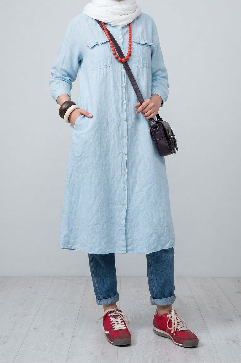 Light Blue Denim Tunic Dress
