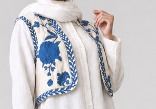 Embroidered Linen Vest