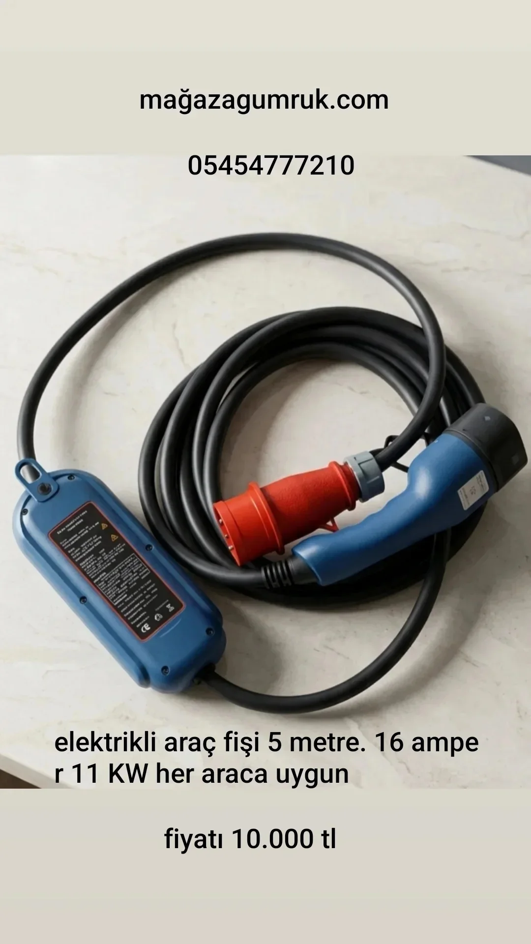 Elektrikli Araç Şarj Kablosu 5 Metre