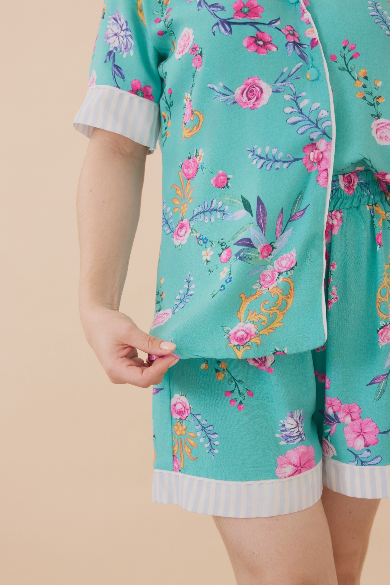 Pijama Verde com Floral