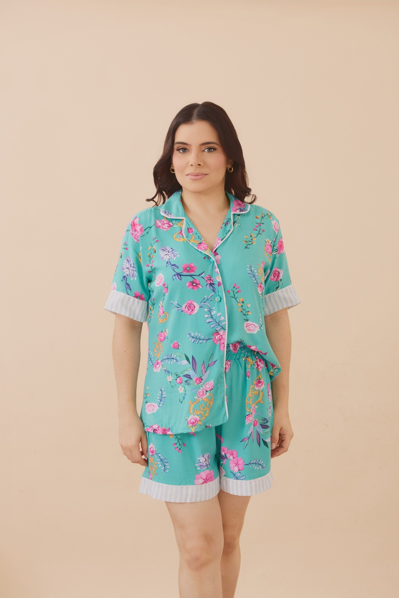 Pijama Verde com Floral