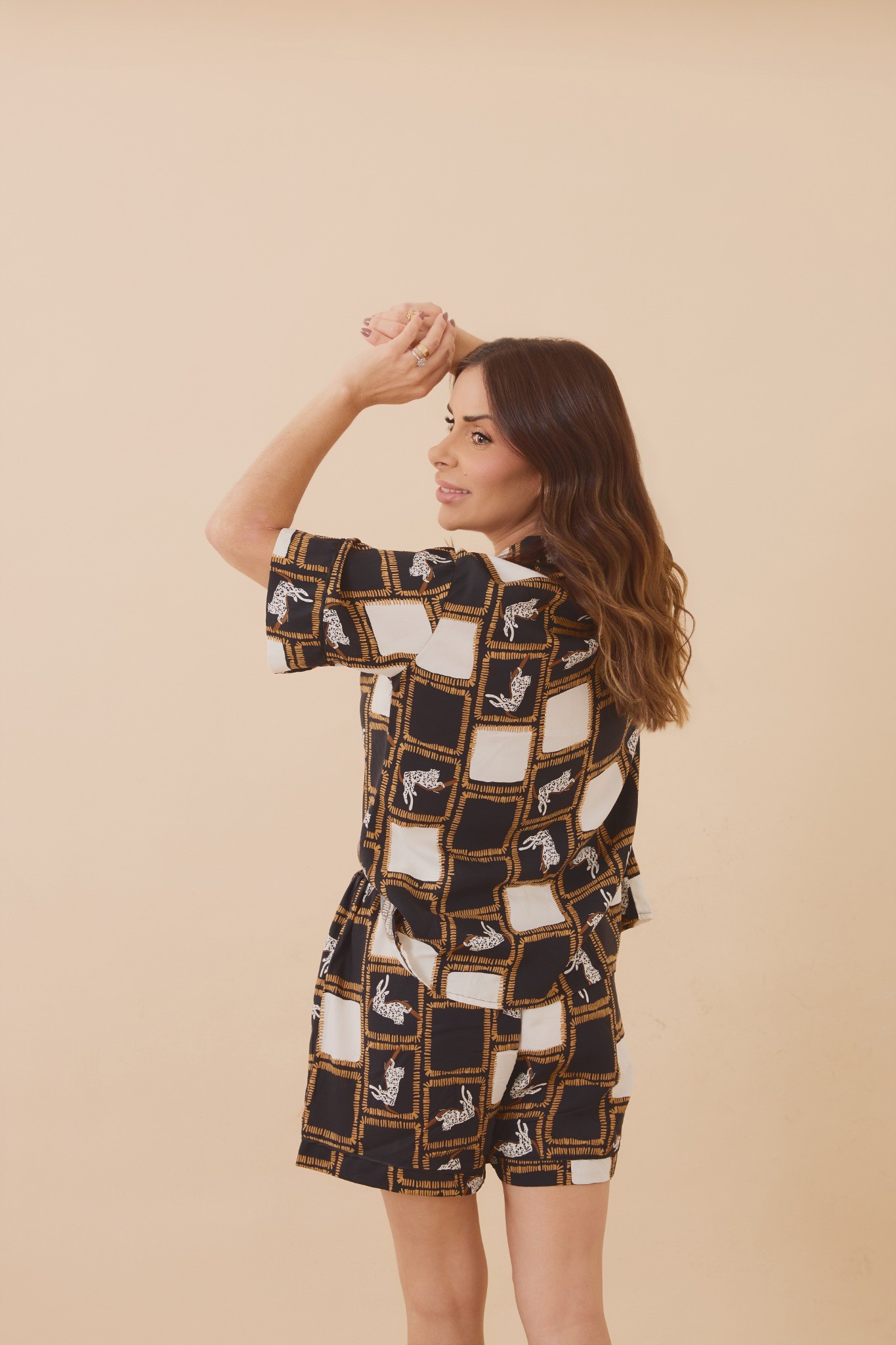 Pijama Animal Print Preto