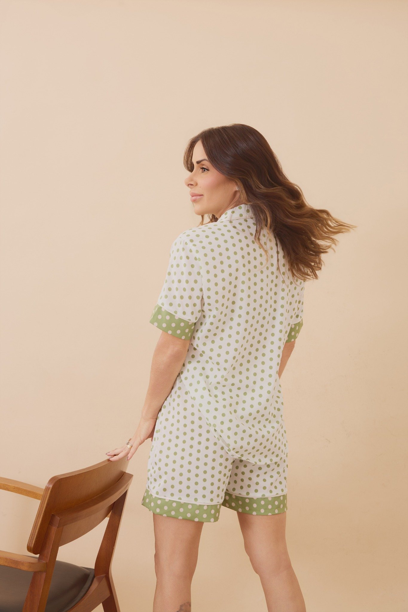 Pijama Curto Poá Verde