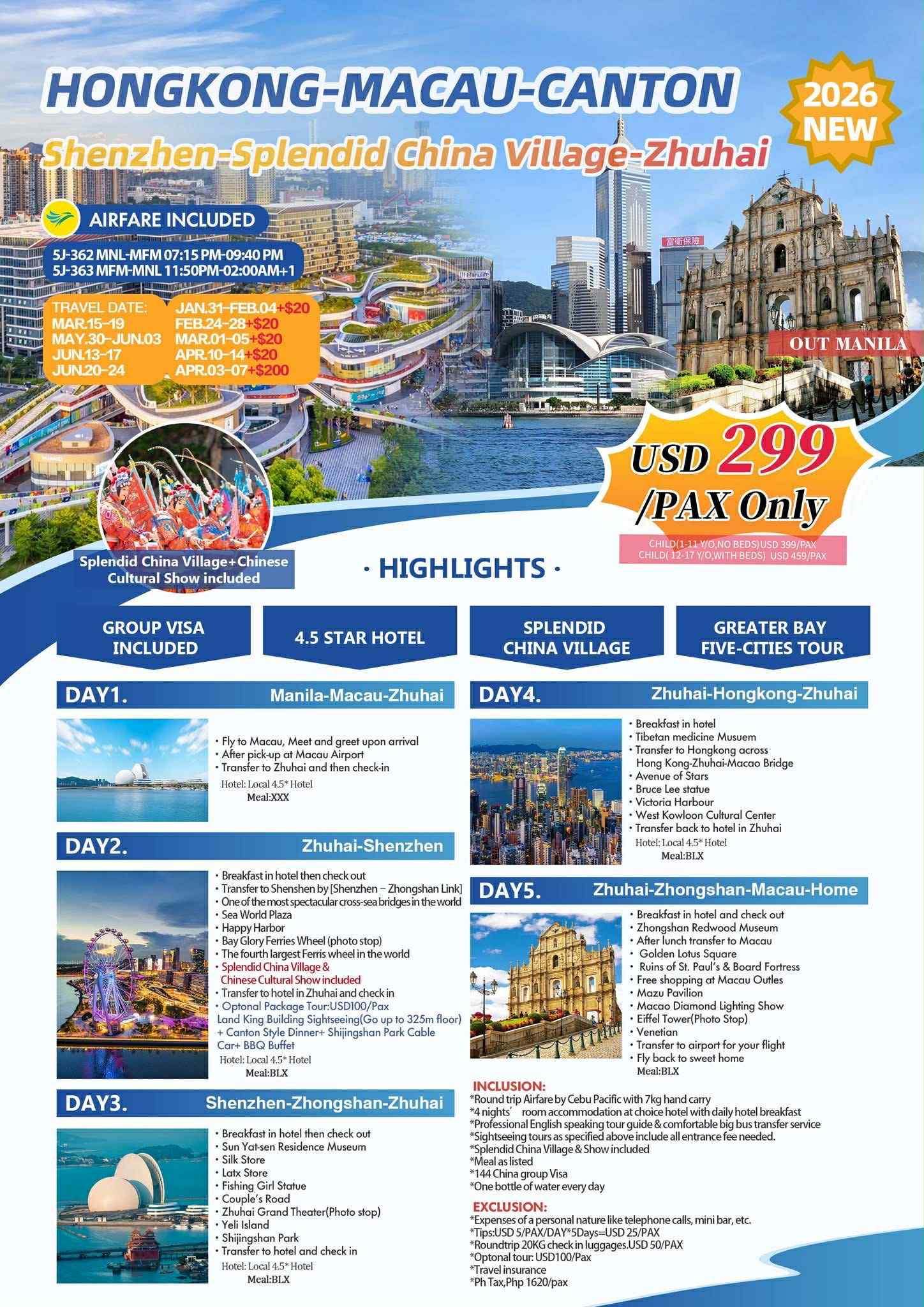 Hongkong-Macau-Canton Travel Package