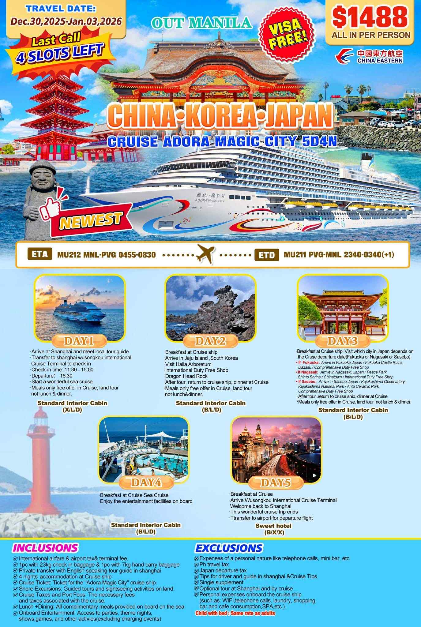 China-Korea-Japan Cruise Adora Magic City 5D4N