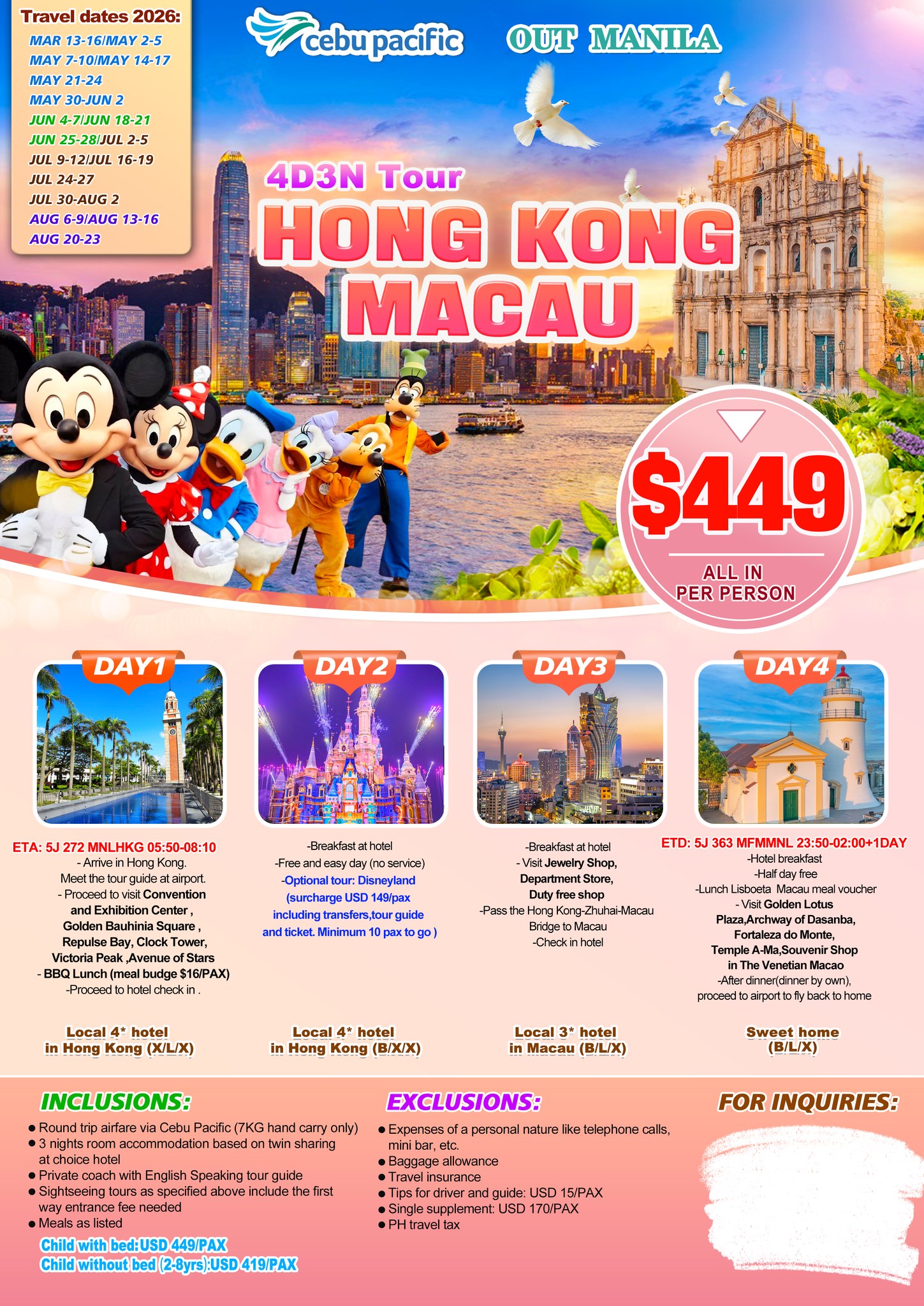 4D3N Tour Hong Kong Macau