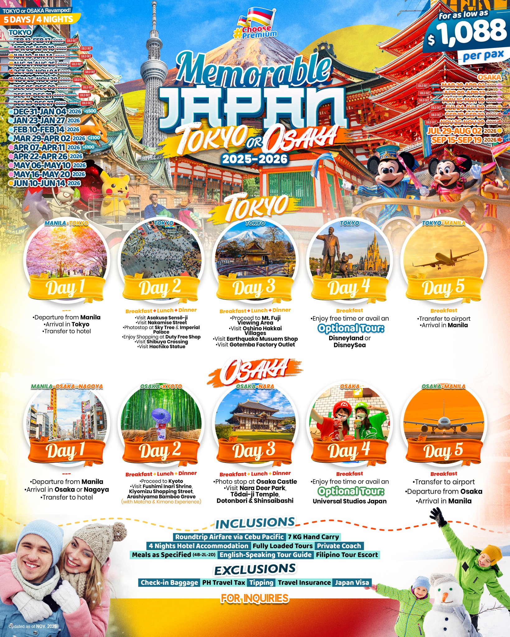 Memorable Japan Tour: Tokyo or Osaka 2025-2026