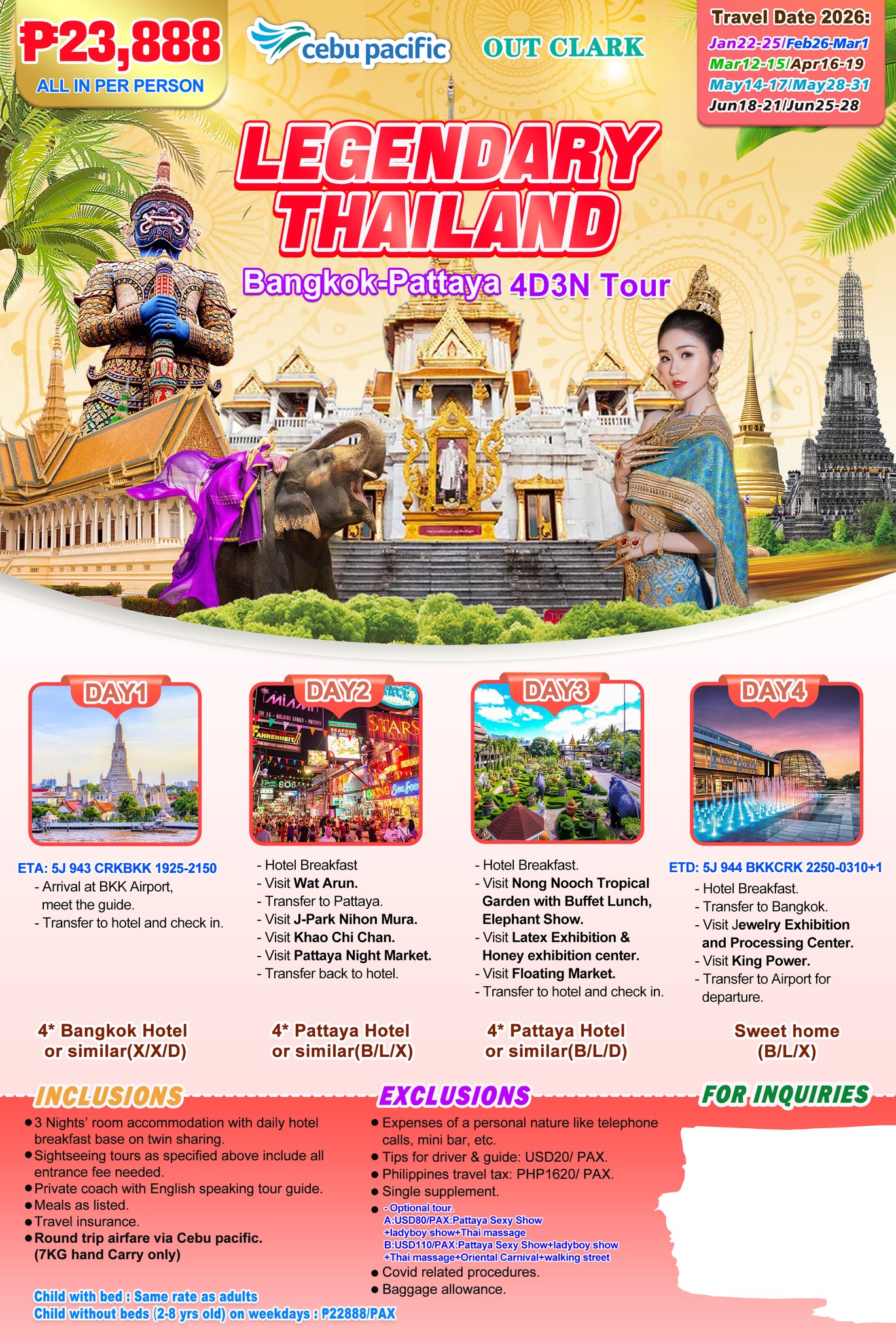 Legendary Thailand: Bangkok-Pattaya 4D3N Tour