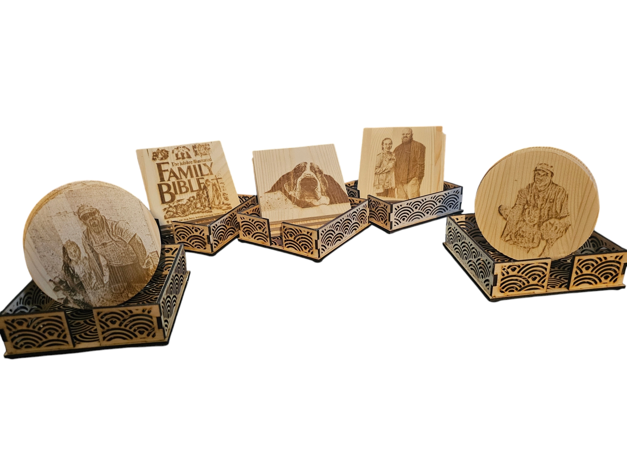 Engraved Wooden Coaster Set