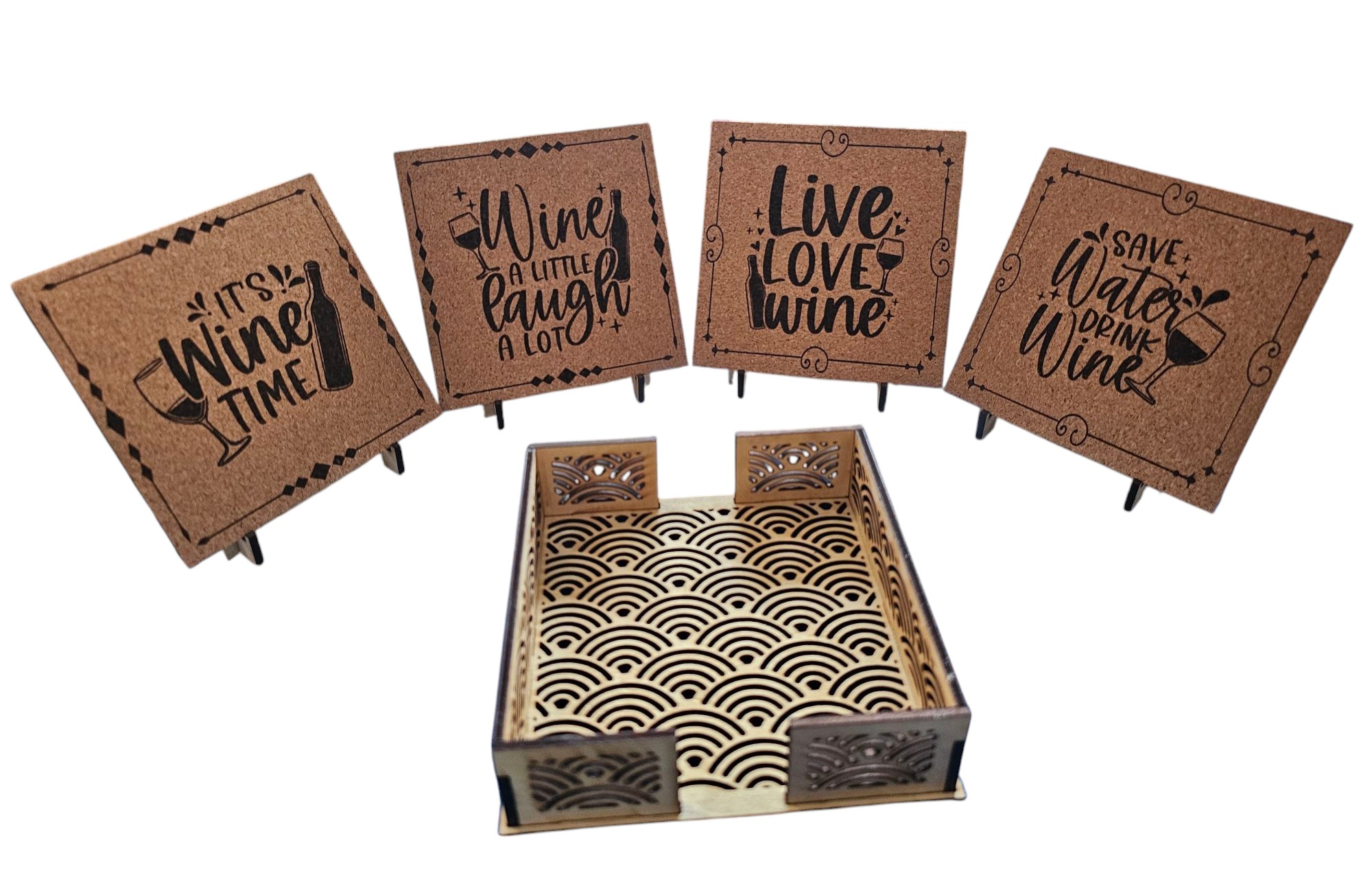 Decorative Wine-Themed Coaster Set