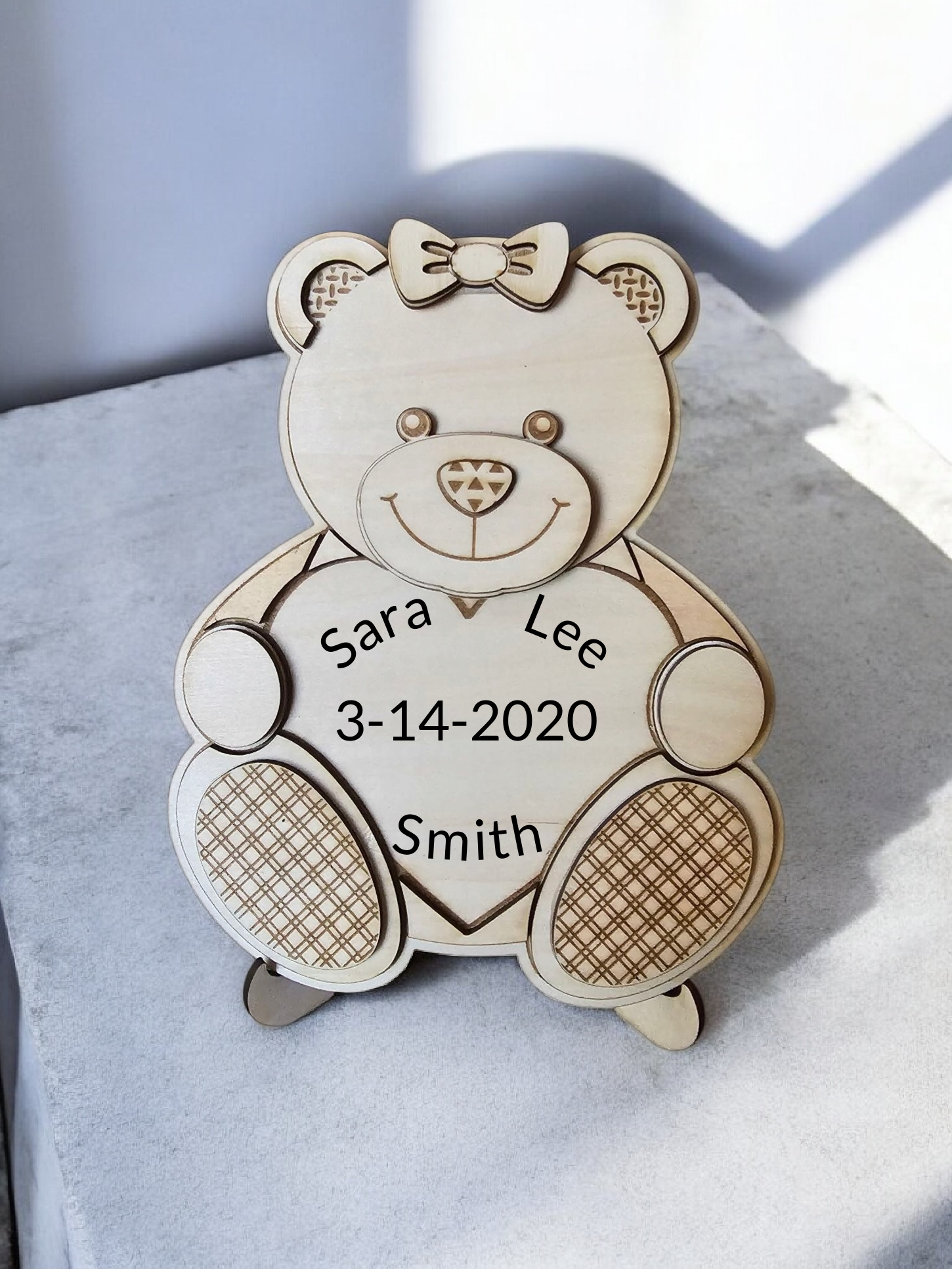 Personalized Wooden Teddy Bear Plaque