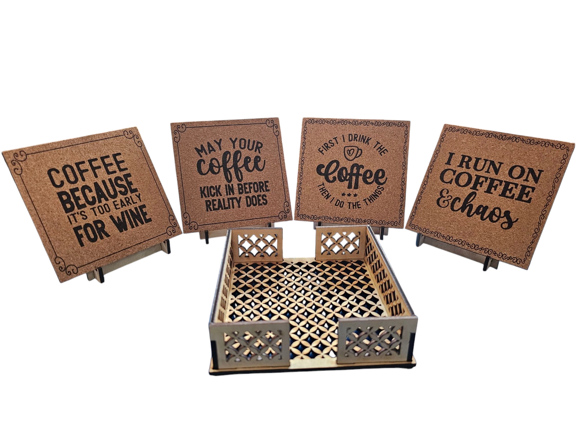 Decorative Coffee Quote Coaster Set