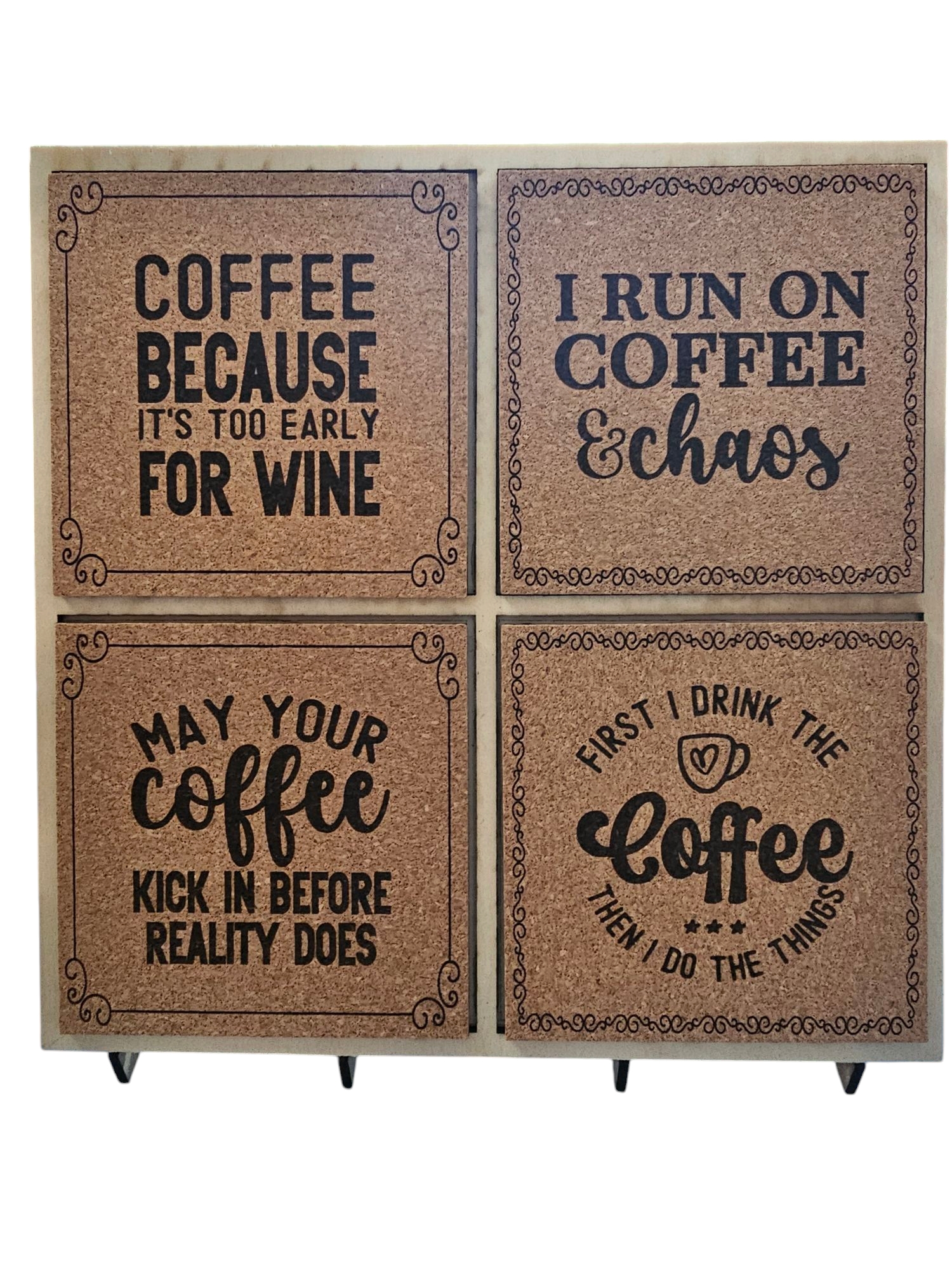 Decorative Coffee Quote Coaster Set
