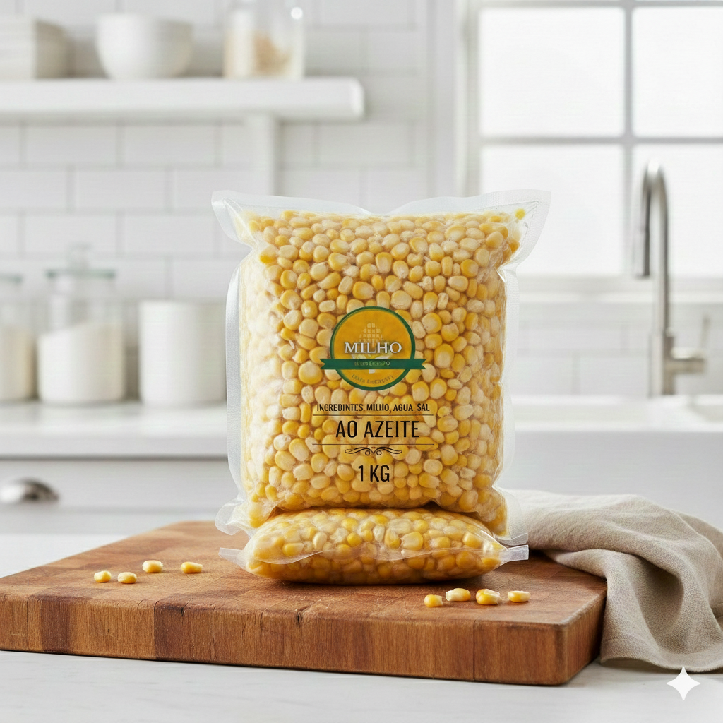 Milho seco cozido embalado 1kg