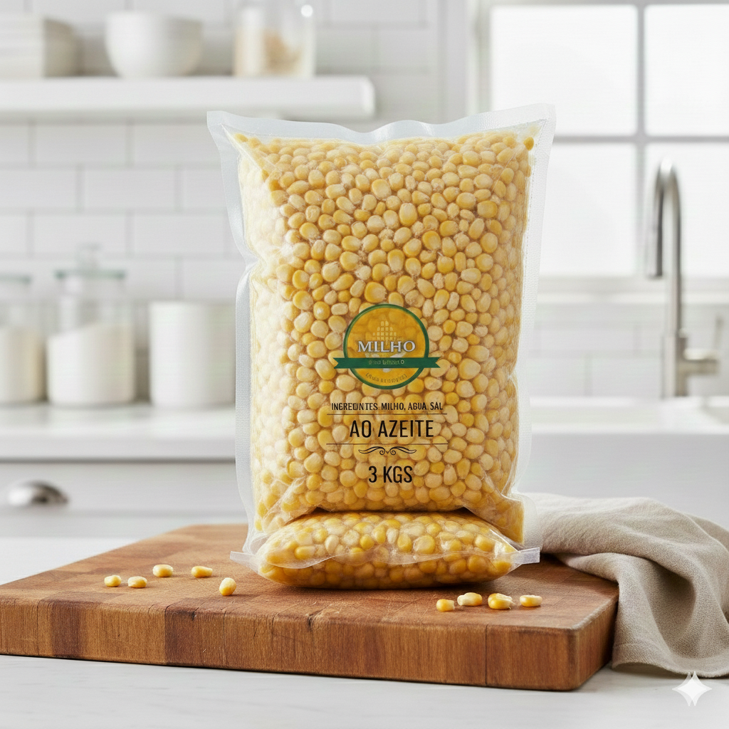 Milho seco cozido embalado 3 kg