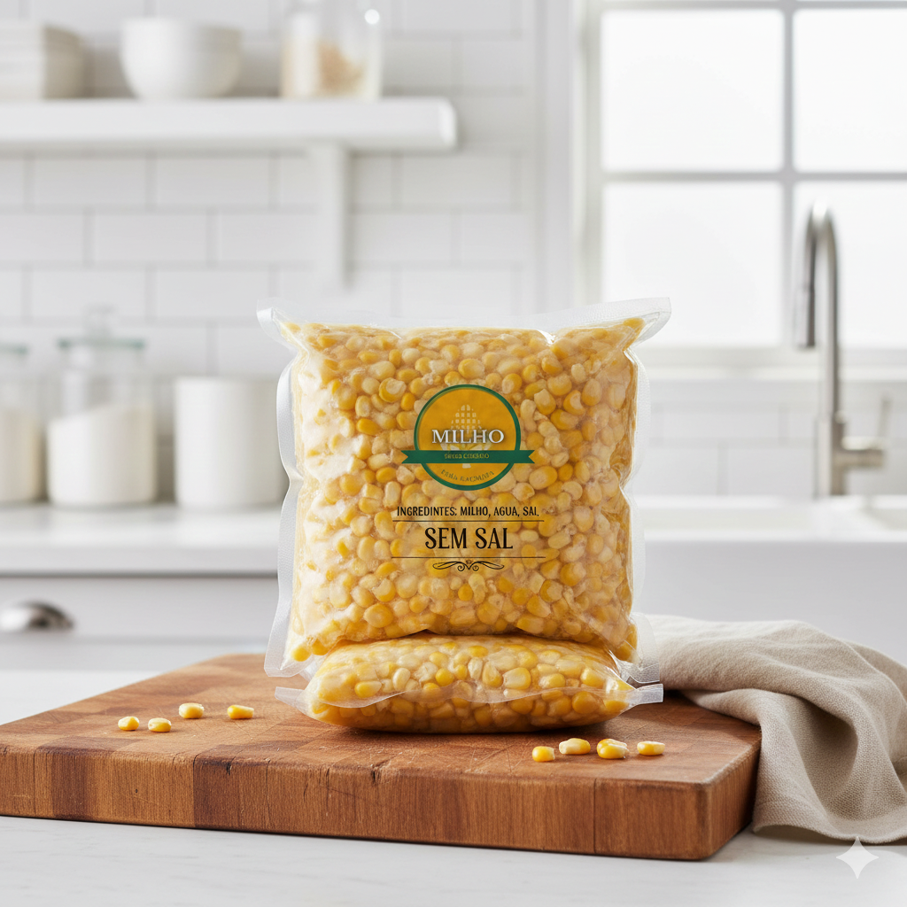 Milho cozido embalado 0,5 kg