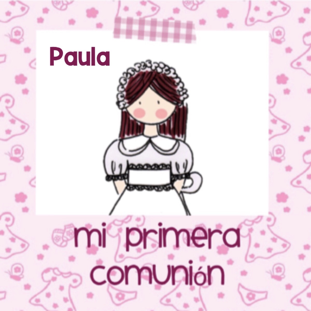 Galletas comunión dibujo niña rosa