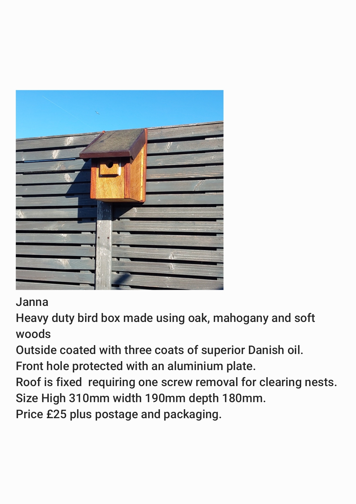 Janna Heavy Duty Bird Box