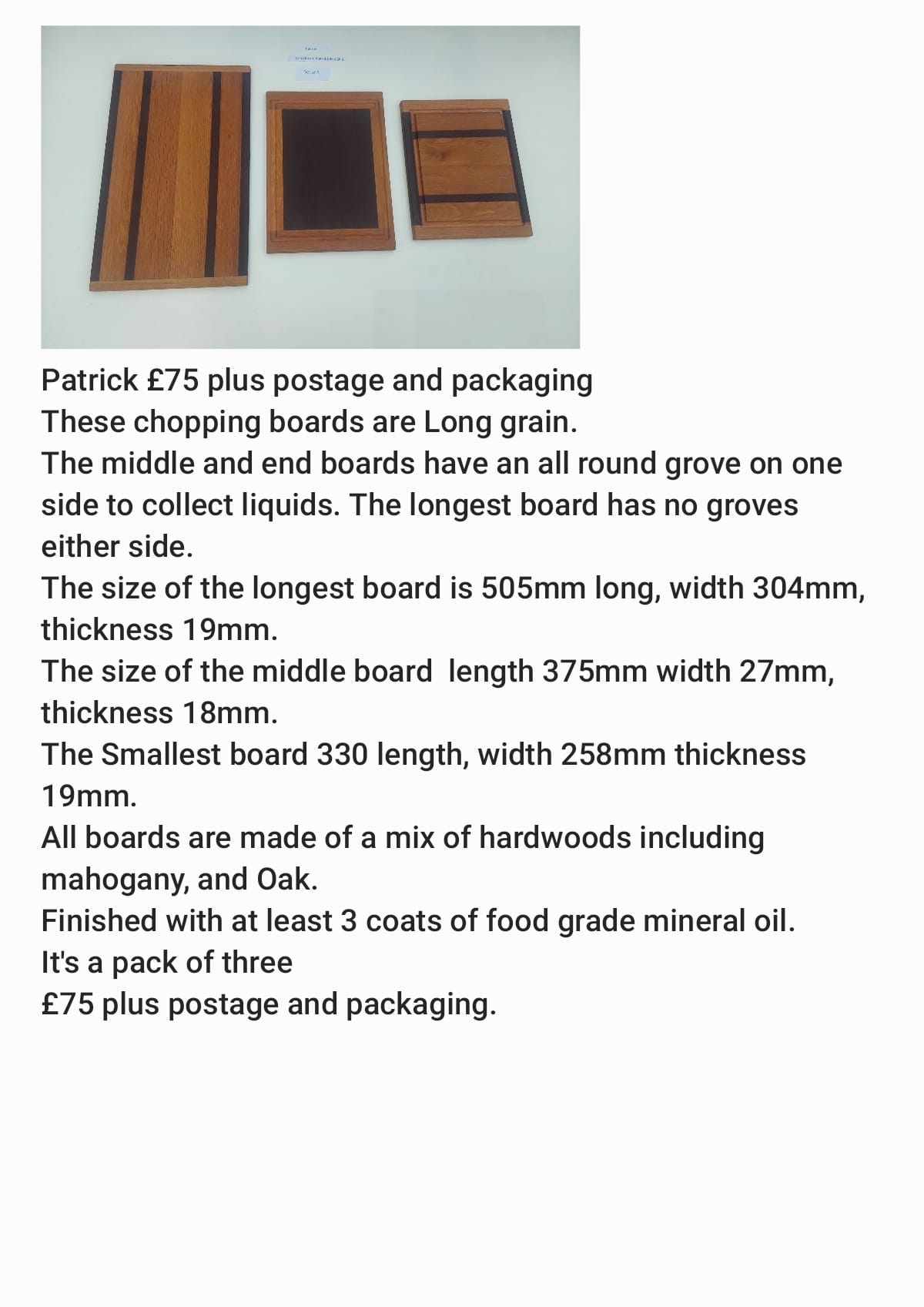 Patrick  Bespoke handmade chopping board 