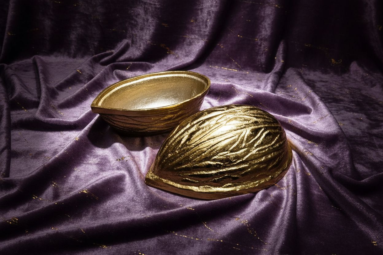 Golden Nut-Shaped Decorative Box