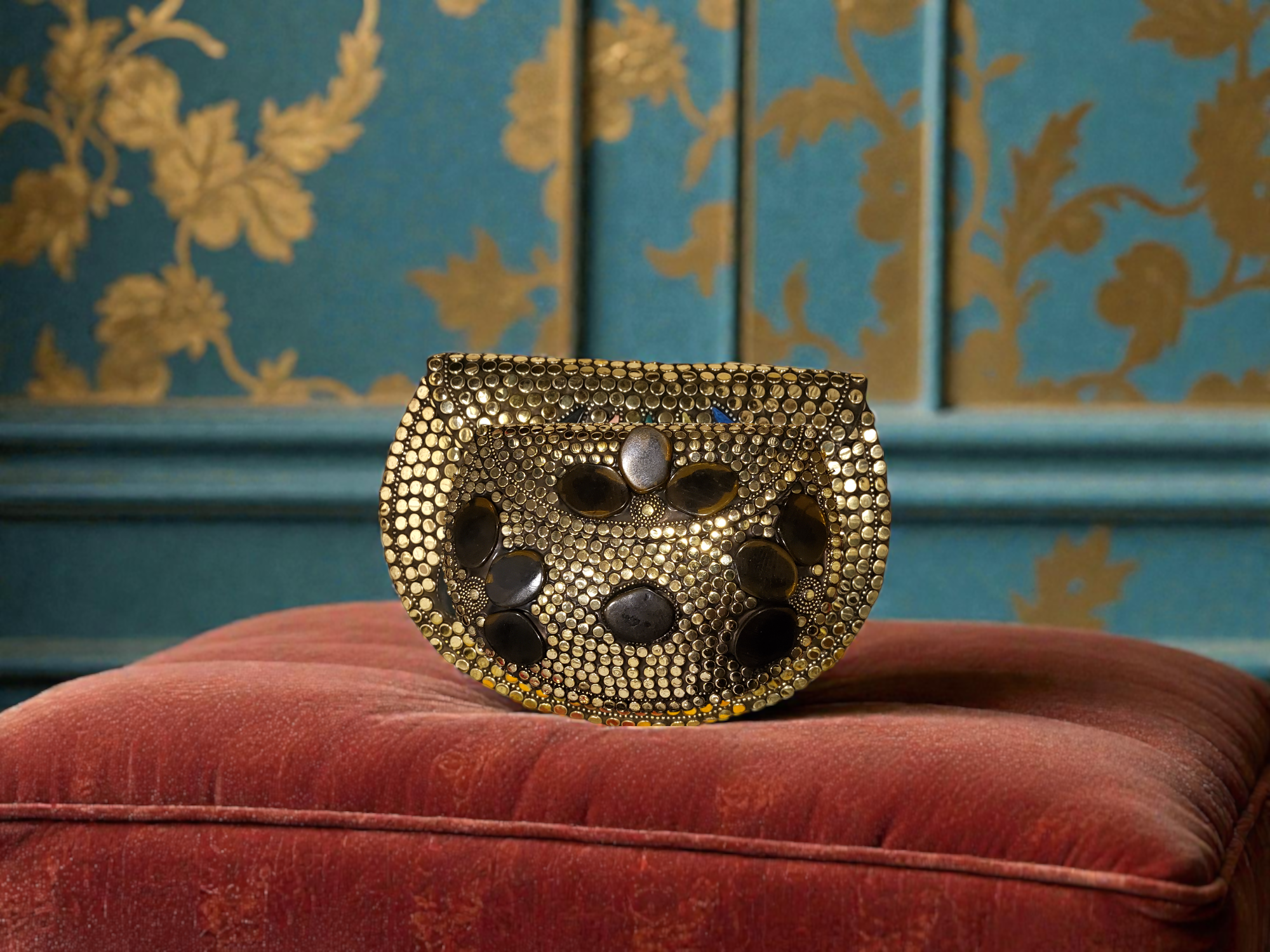 Gold-Toned Embellished Clutch