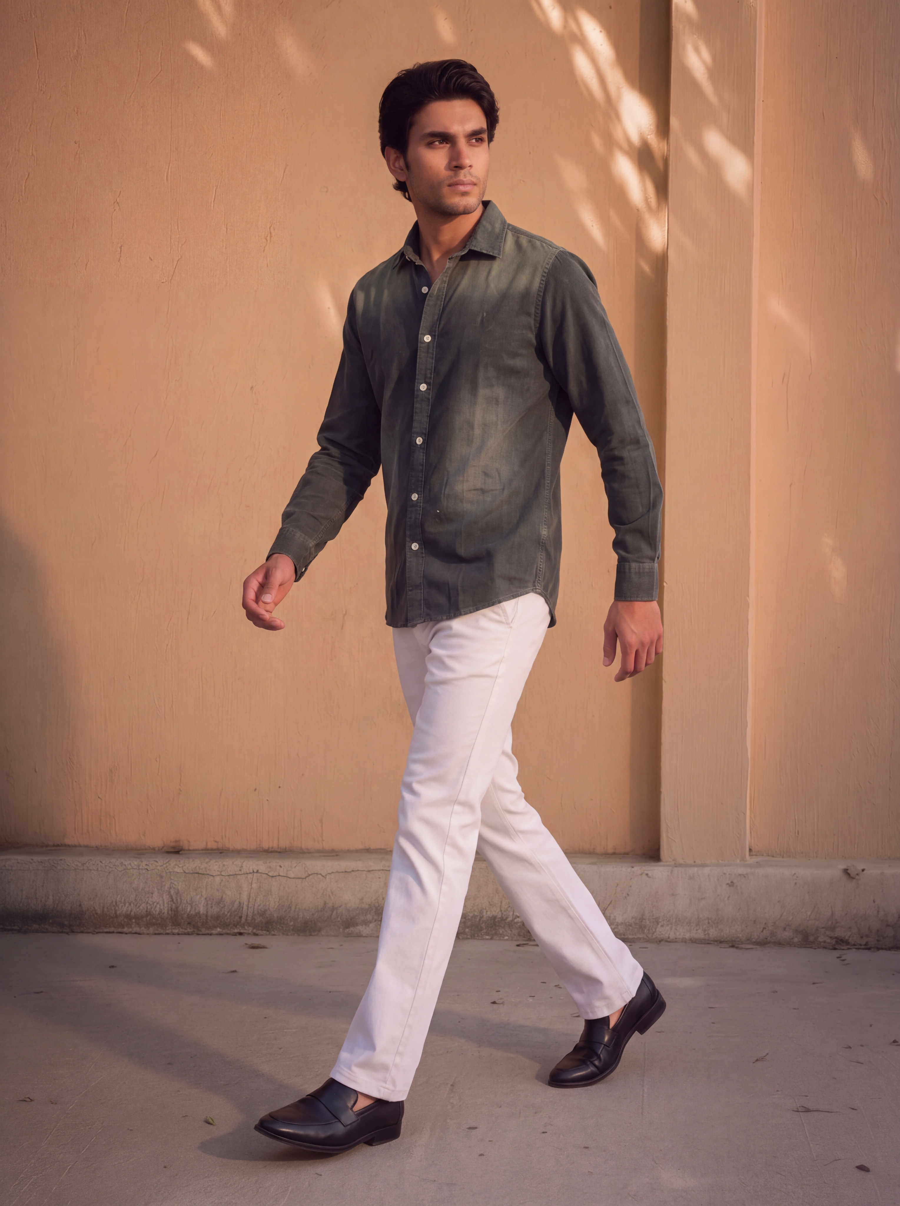 Mens vintage charcoal grey corduroy full sleeve shirt | Premium Men's Shirt | Modrun