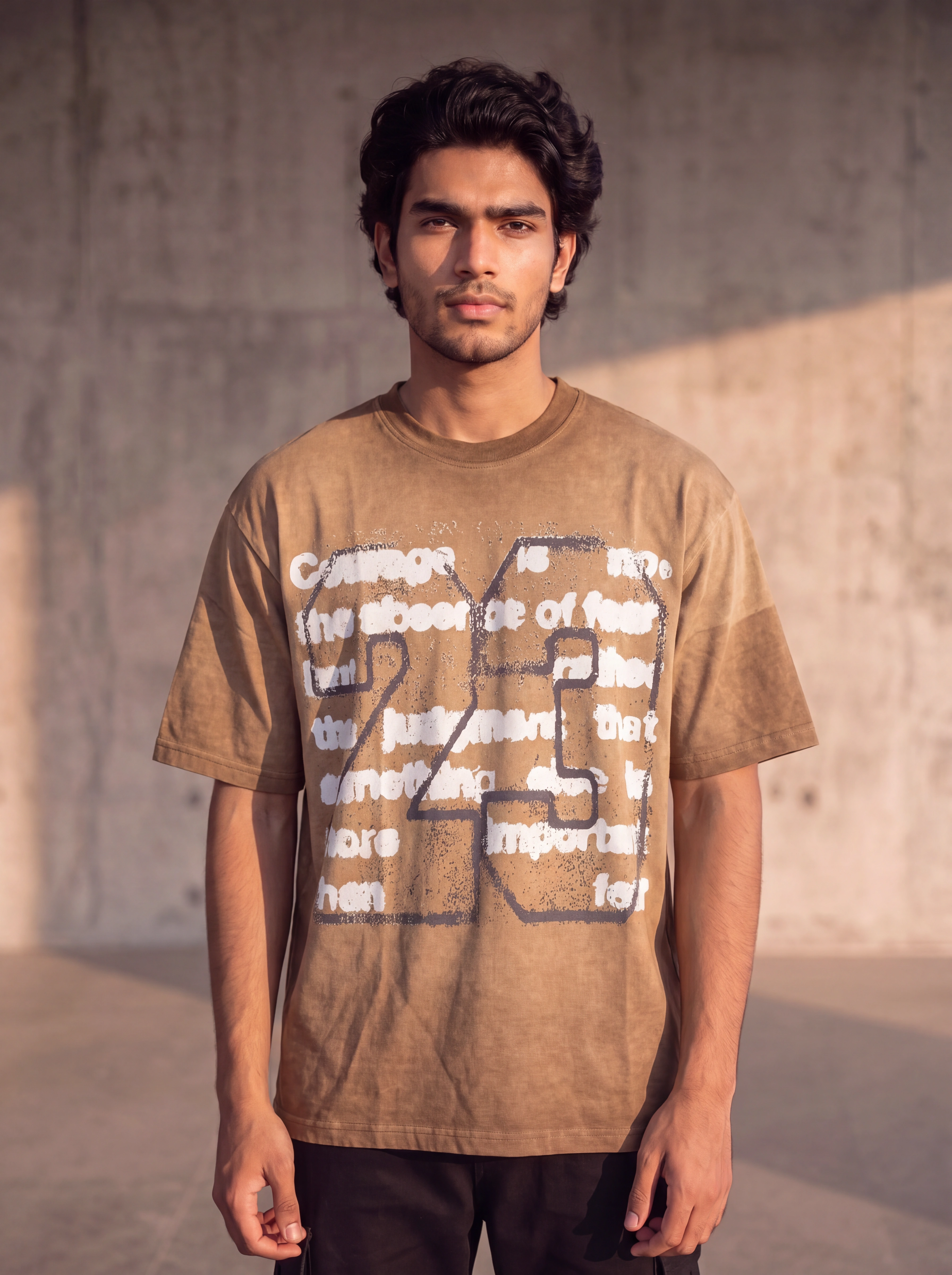 Unisex Relaxed fit Vintage Brown Cotton Graphic T-Shirt | Modrun