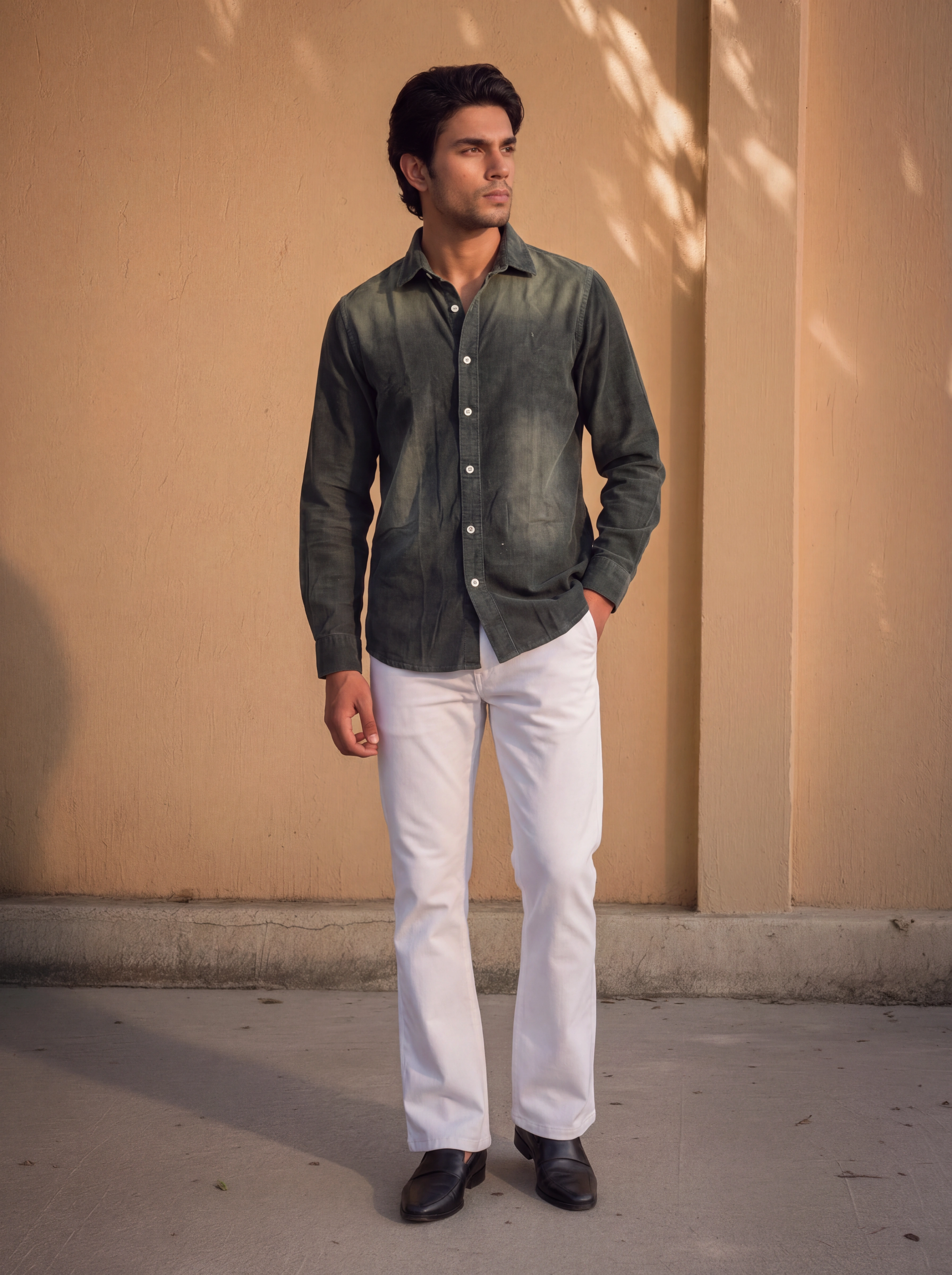 Mens vintage charcoal grey corduroy full sleeve shirt | Premium Men's Shirt | Modrun
