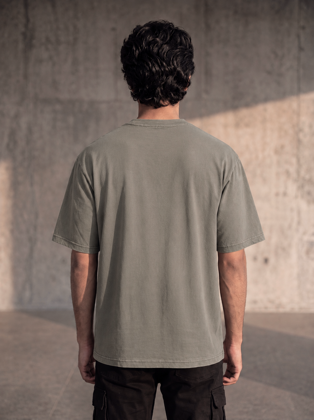 Oversized Grey Printed T Shirt