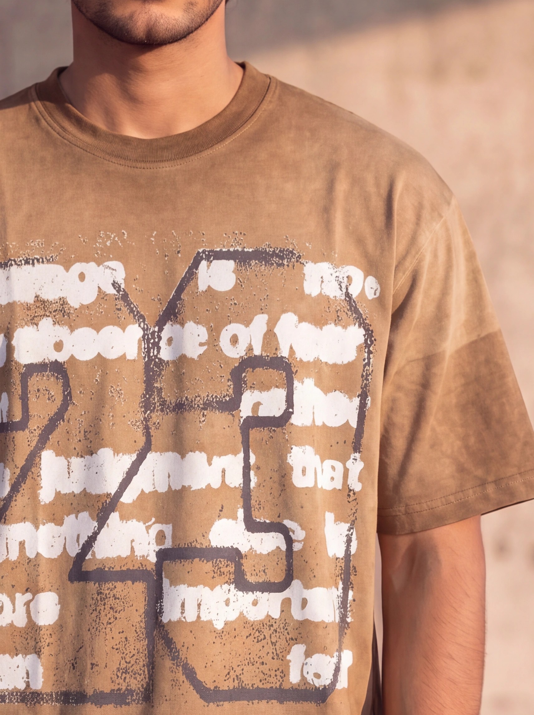 Unisex Relaxed fit Vintage Brown Cotton Graphic T-Shirt | Modrun
