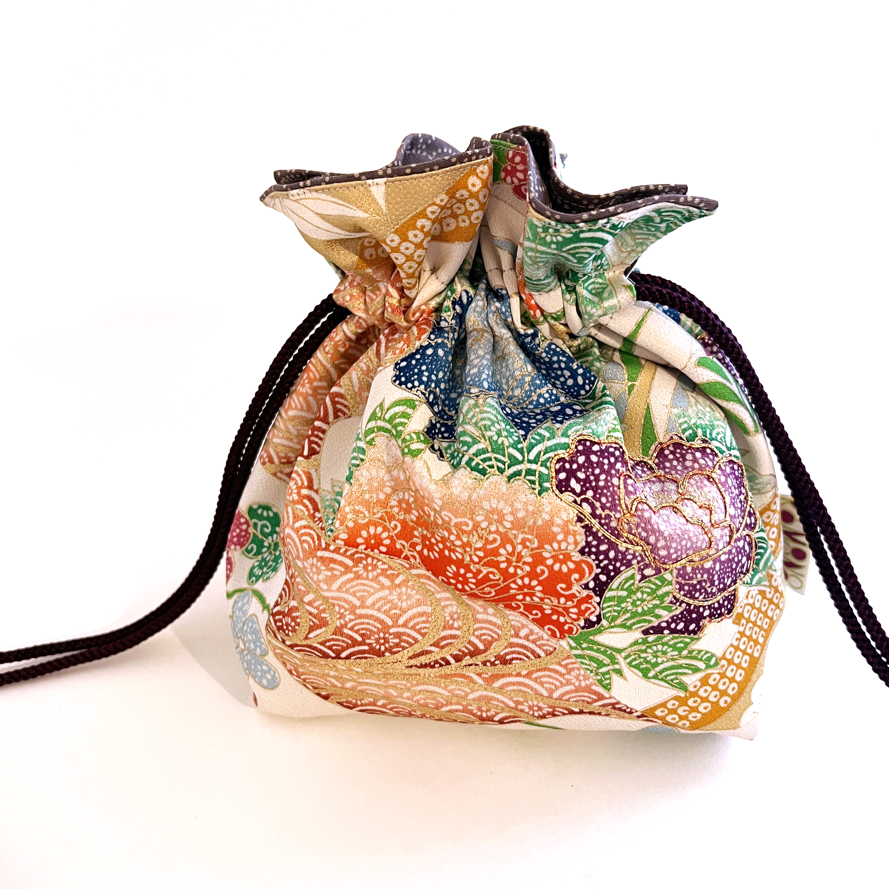 Cream Silk with Floral with Gold Embroidery