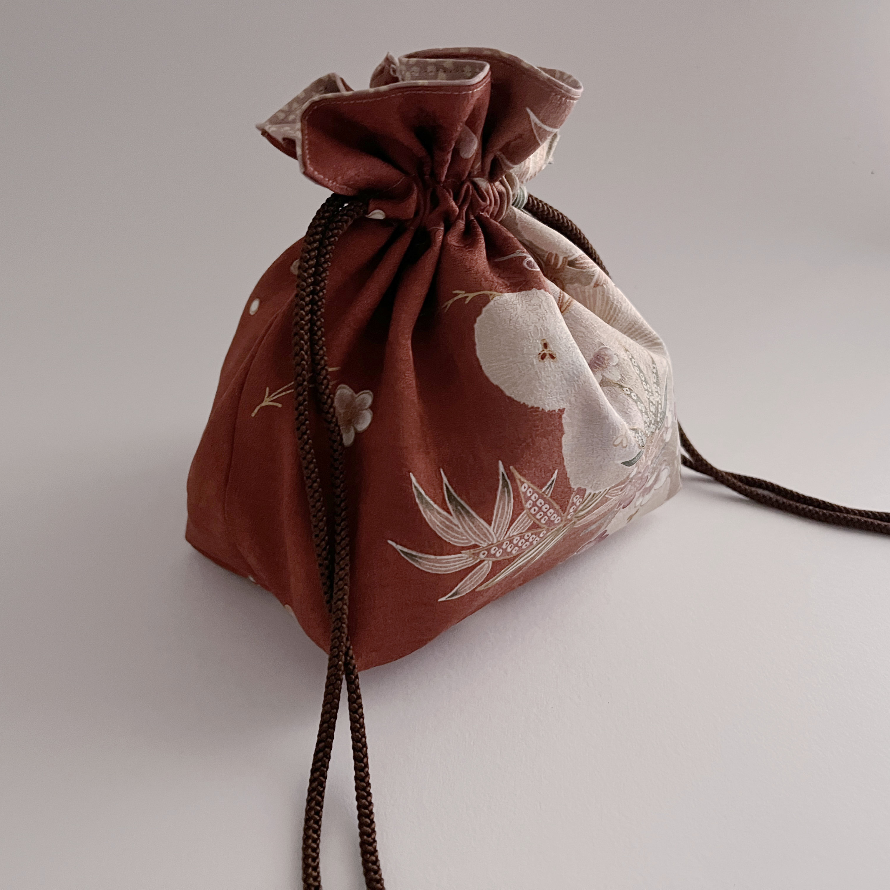 Rust Red Vintage Kimono Kinchaku