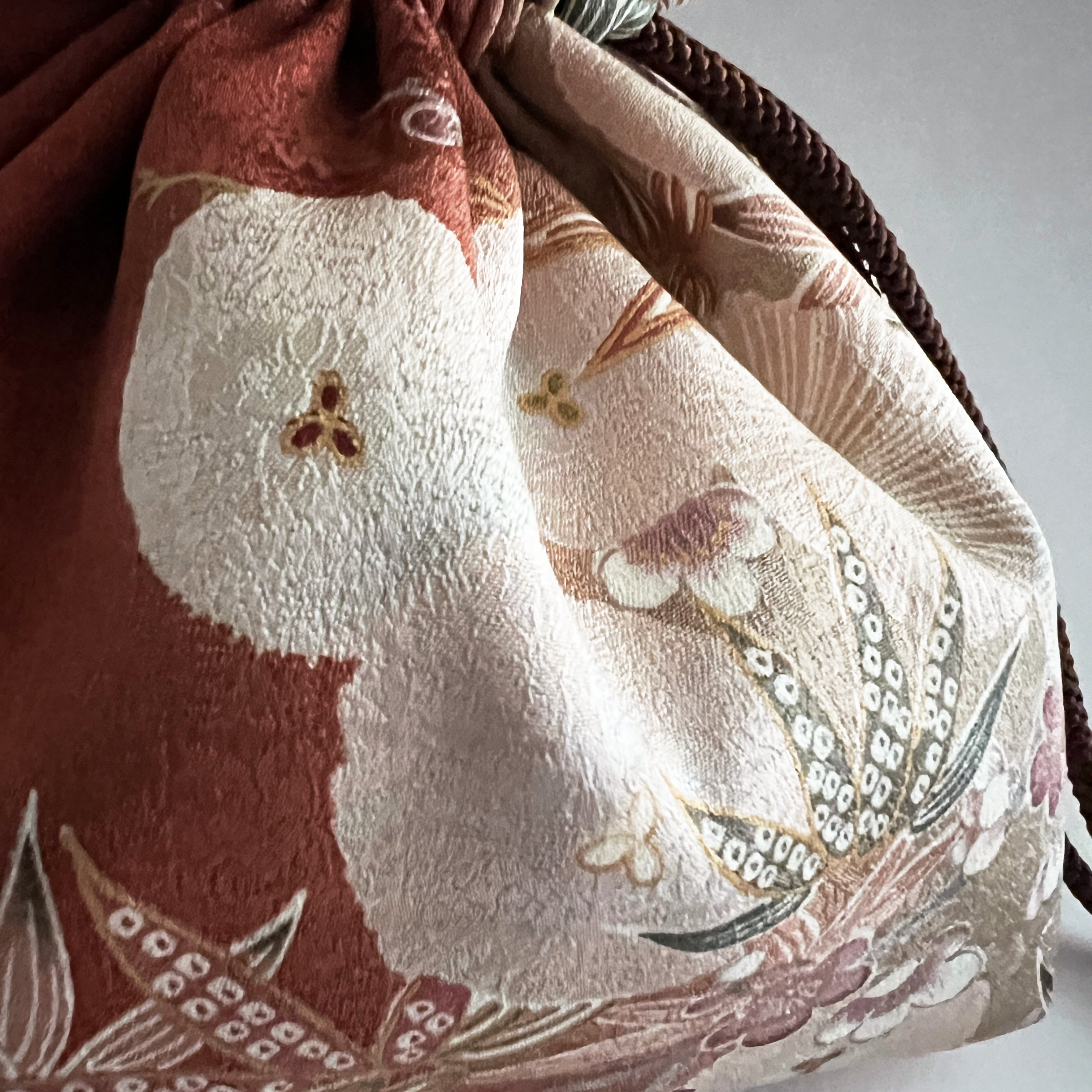 Rust Red Vintage Kimono Kinchaku