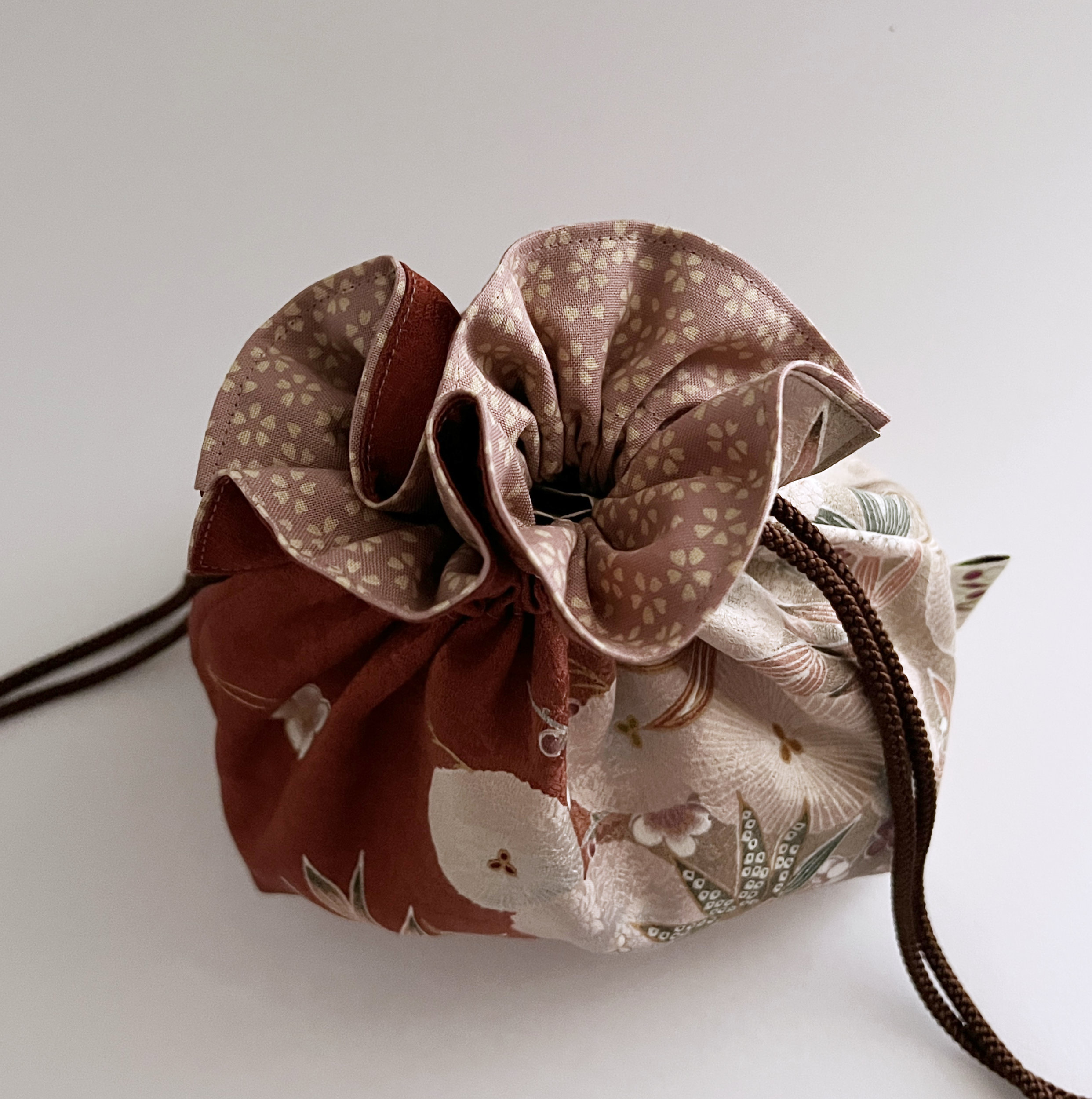 Rust Red Vintage Kimono Kinchaku