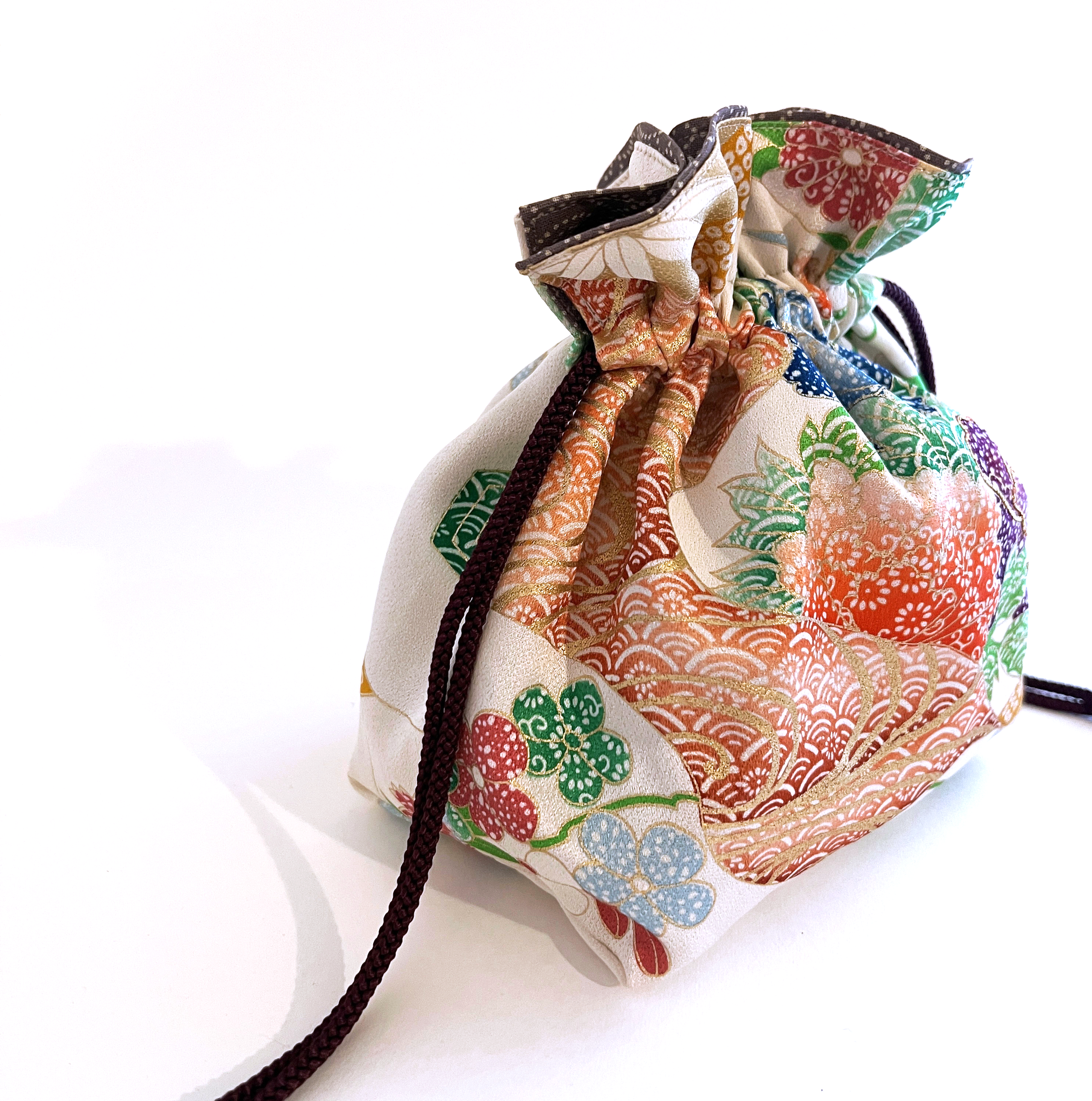 Cream Silk with Floral with Gold Embroidery