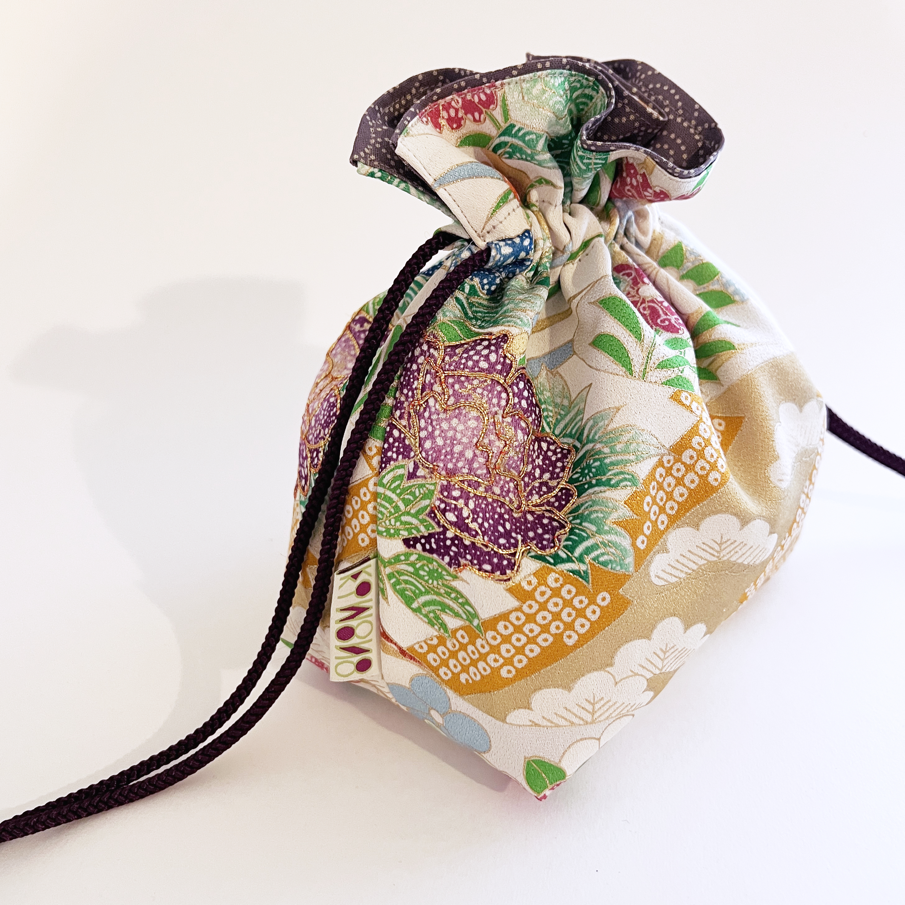 Cream Silk with Floral with Gold Embroidery