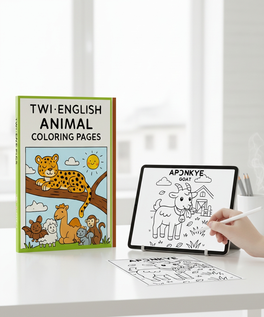 Twi English Bilingual Animal Coloring book 