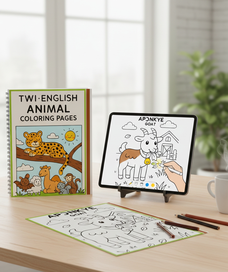 Twi English Bilingual Animal Coloring book 