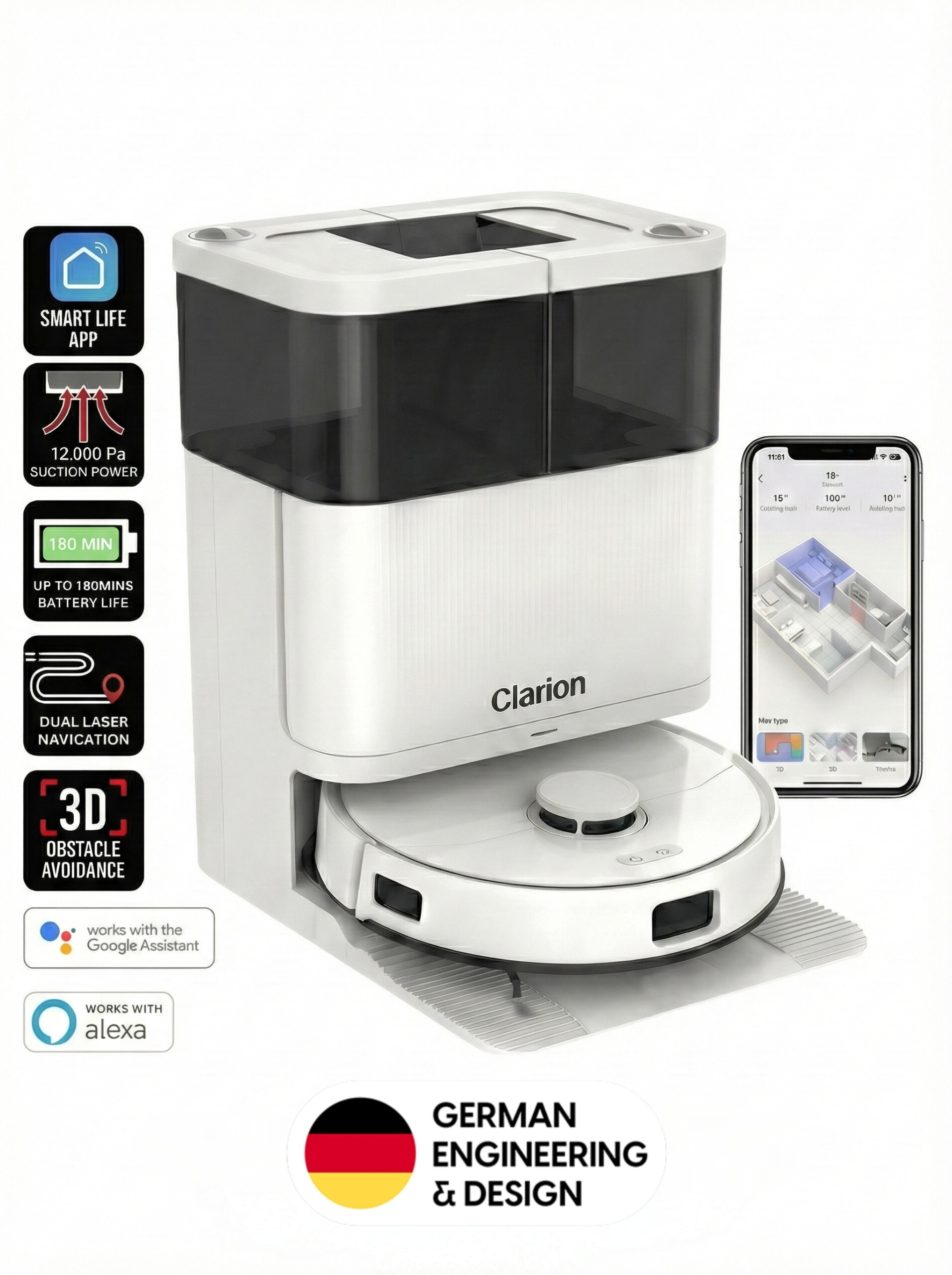 Clarion Robot Vacuum Cleaner