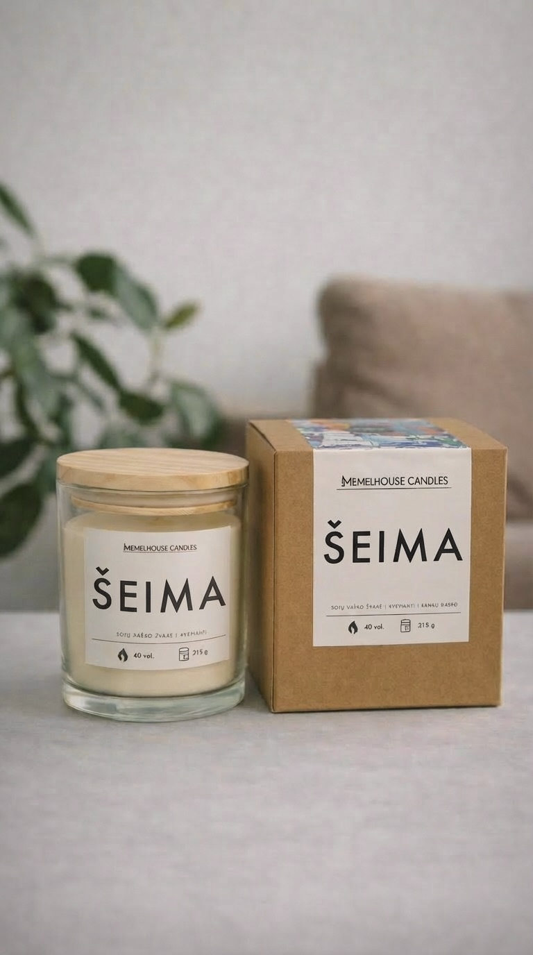 Sojų vaško žvakė ,,ŠEIMA"