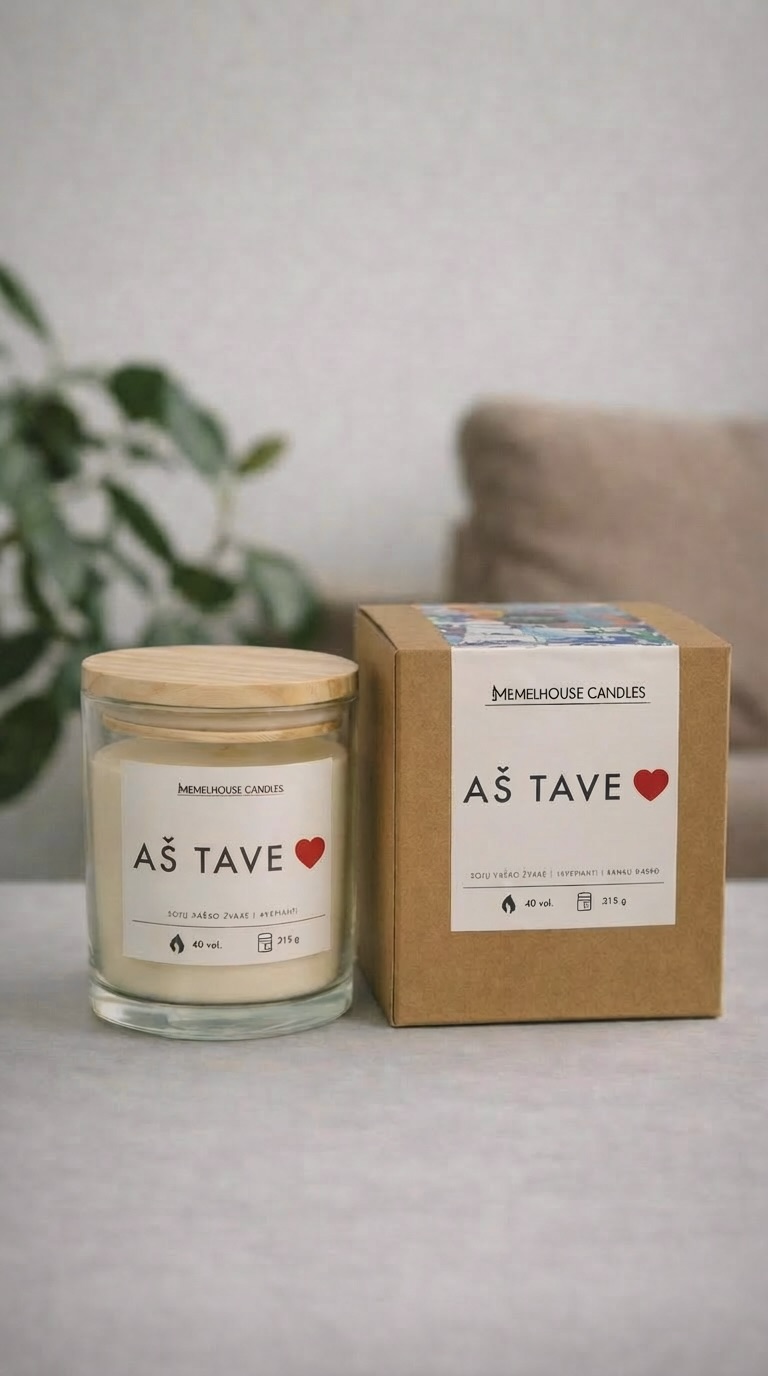 Sojų vaško žvakė ,,Aš tave myliu"