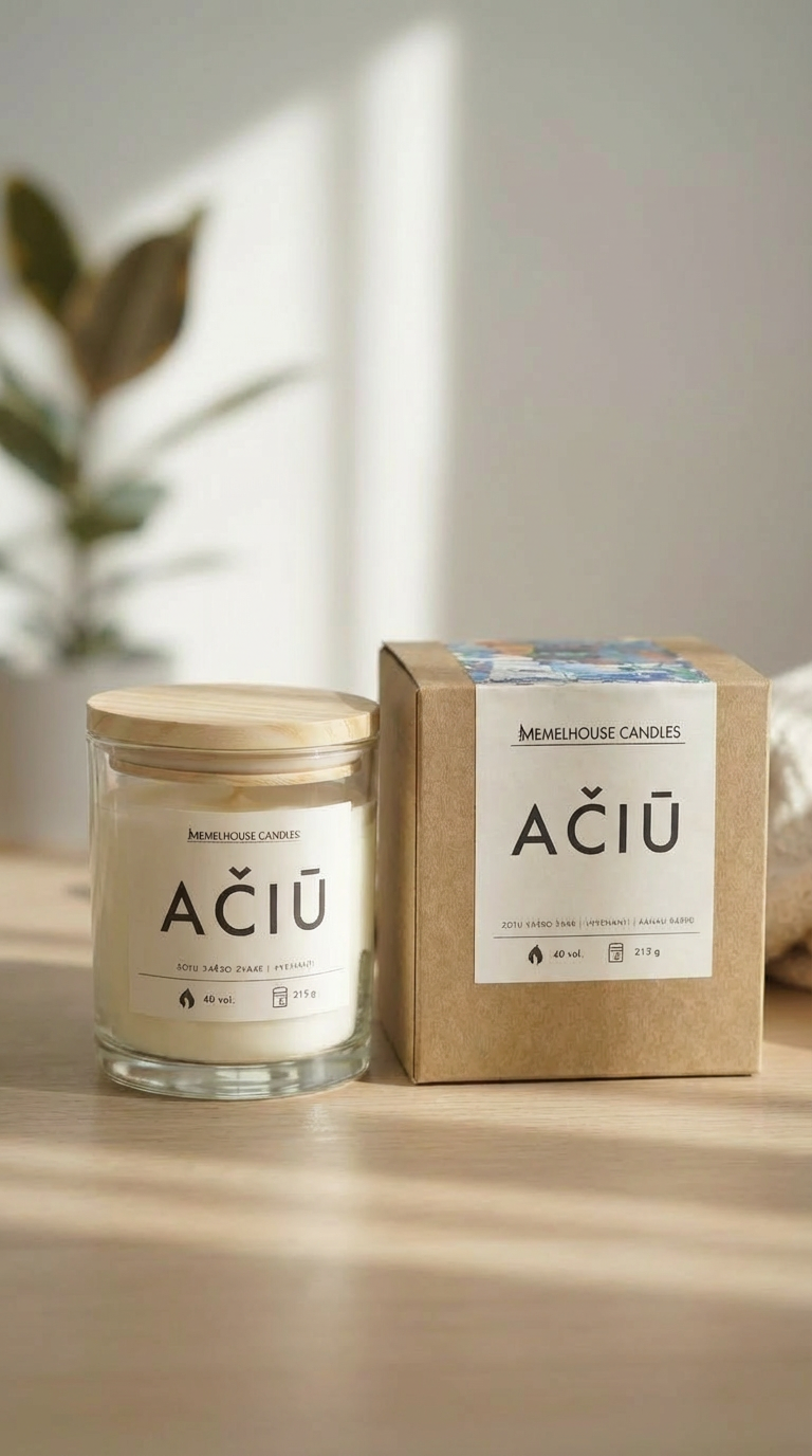 Sojų vaško žvakė ,,AČIŪ"
