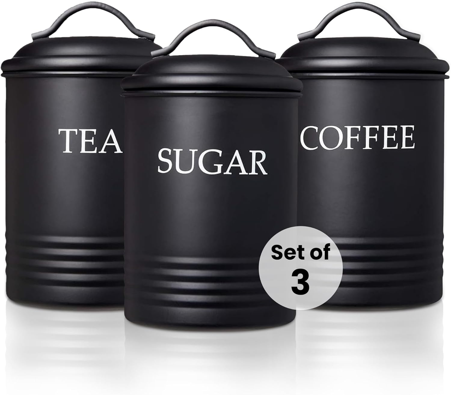 Black Kitchen Storage Canisters Set