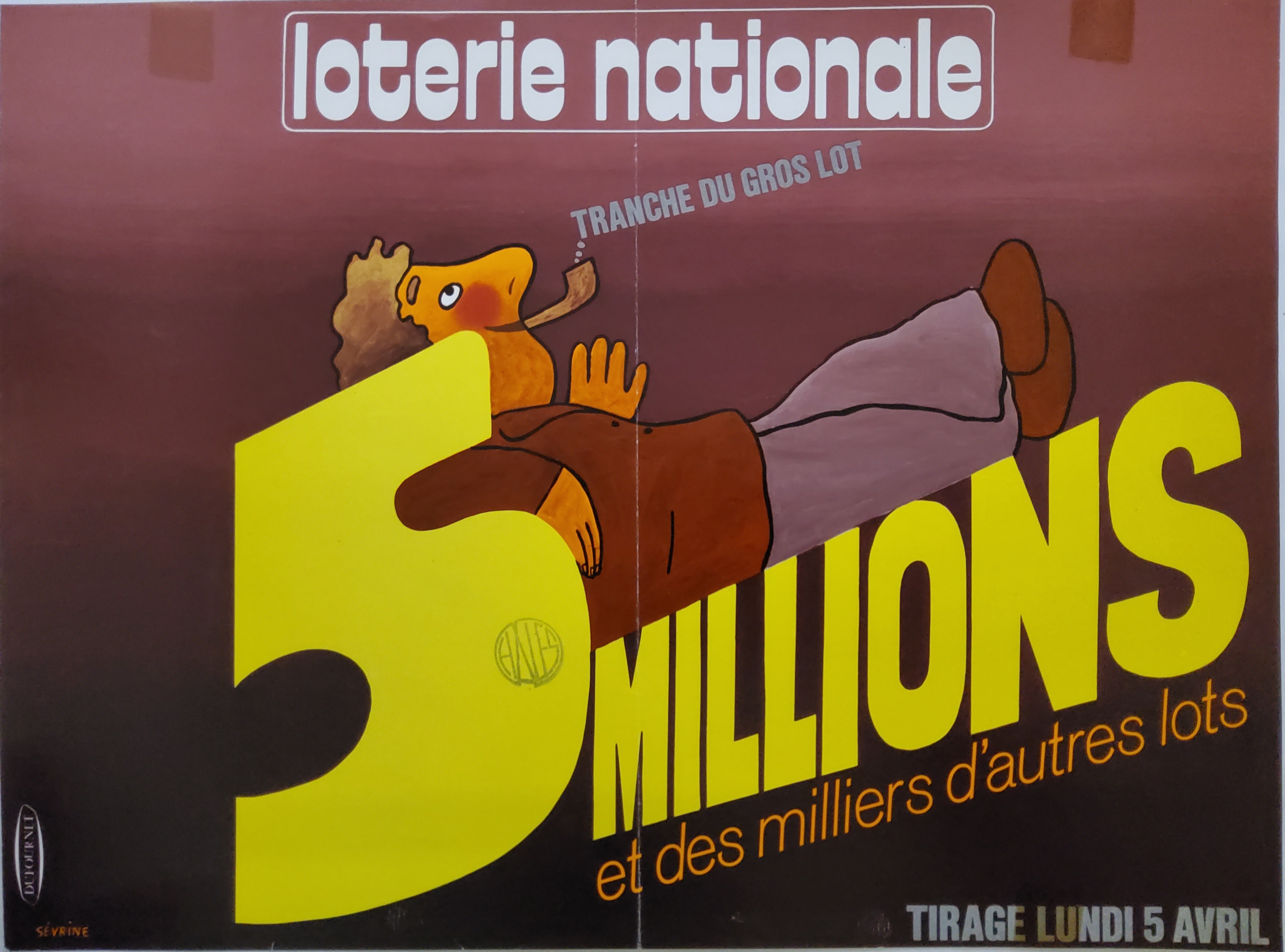 Loterie nationale - Tranche du Gros Lot 5 millions F - 5 avril
