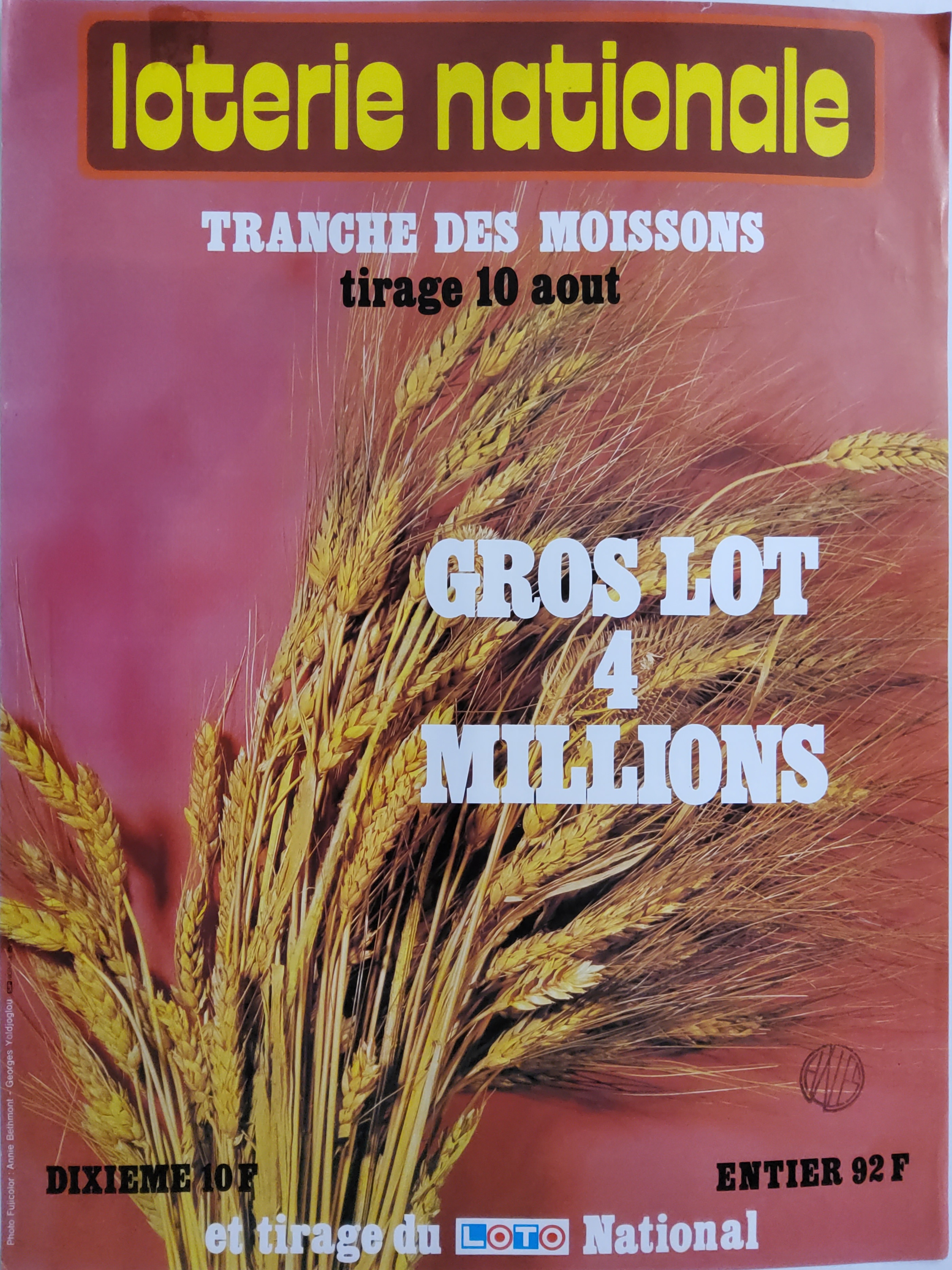 Loterie nationale - Tranche des moissons - 10 août
