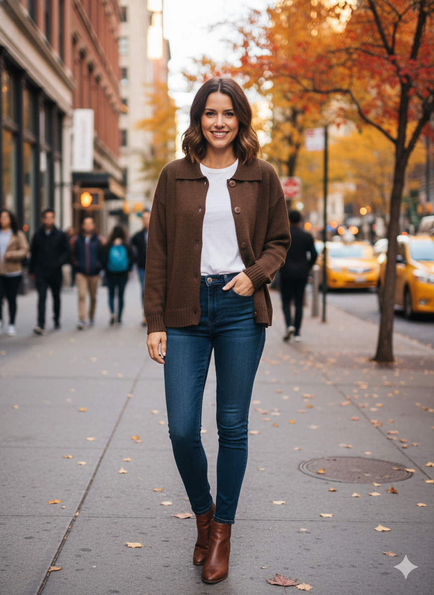 Brown Button-Up Cardigan