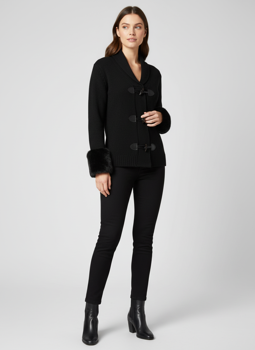 Black Knit Toggle Jacket
