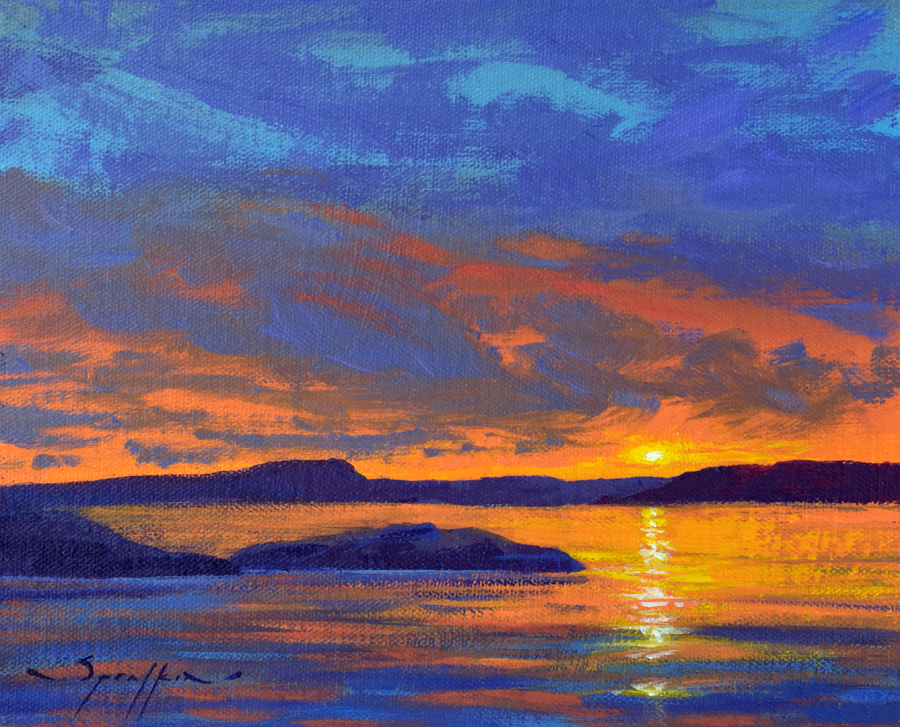 Sunset Lake 8x10 Painting