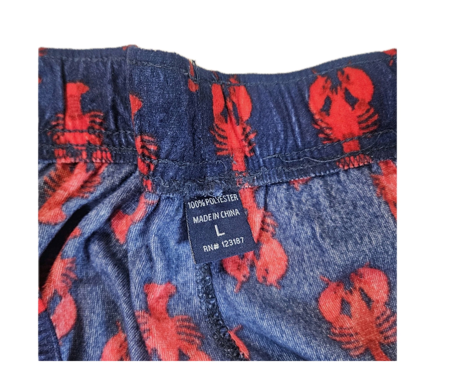 IZOD Lobster Print PJ Shorts Mens Large Blue Red Beach Wear Vacation Loungewear